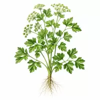 Botanical Illustration Parsley (Petroselinum crispum) Peterseli